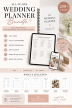All-in-One Wedding Planner Bundle | 200+ Pages | Editable Canva Templates | Printable Wedding Organizer | Instant Download